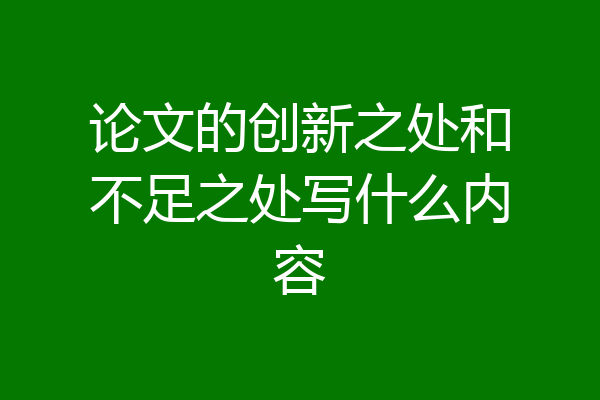 论文的创新之处和不足之处写什么内容