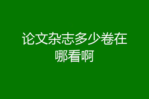 论文杂志多少卷在哪看啊