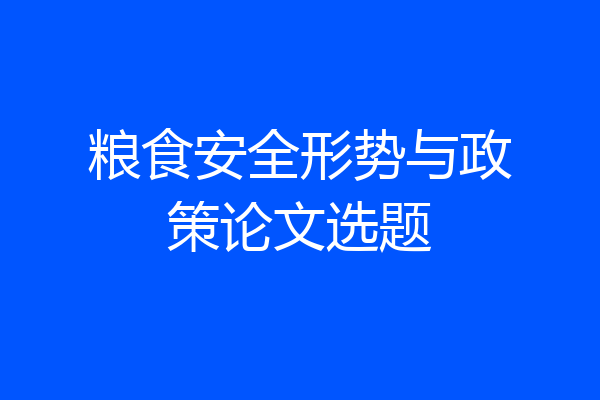 粮食安全形势与政策论文选题