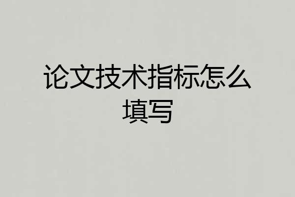 论文技术指标怎么填写