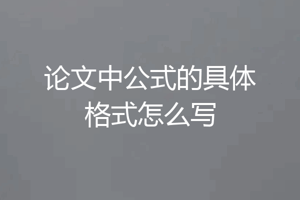 论文中公式的具体格式怎么写
