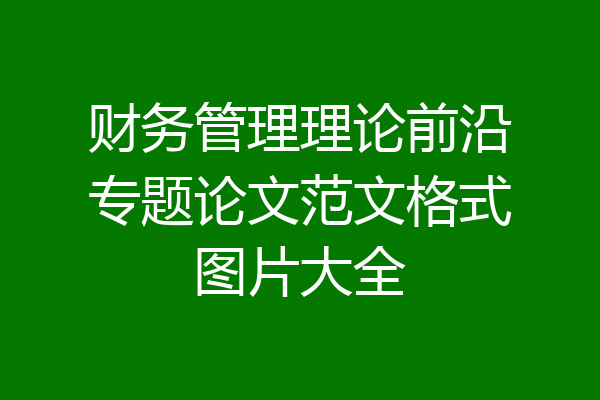 财务管理理论前沿专题论文范文格式图片大全