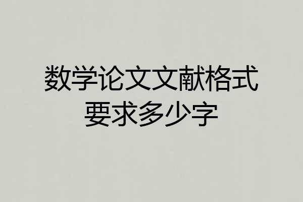 数学论文文献格式要求多少字