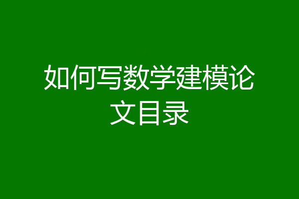 如何写数学建模论文目录