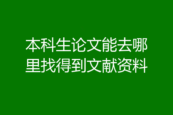 本科生论文能去哪里找得到文献资料