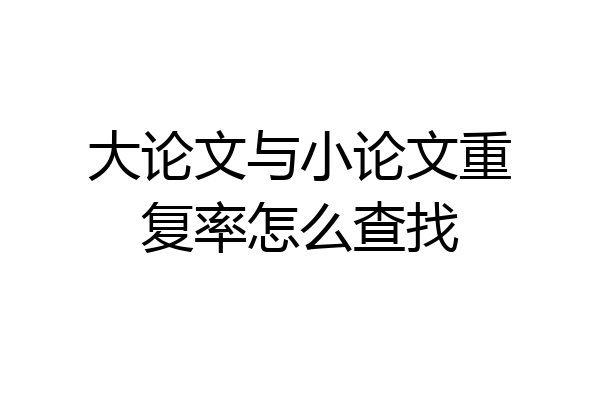 大论文与小论文重复率怎么查找
