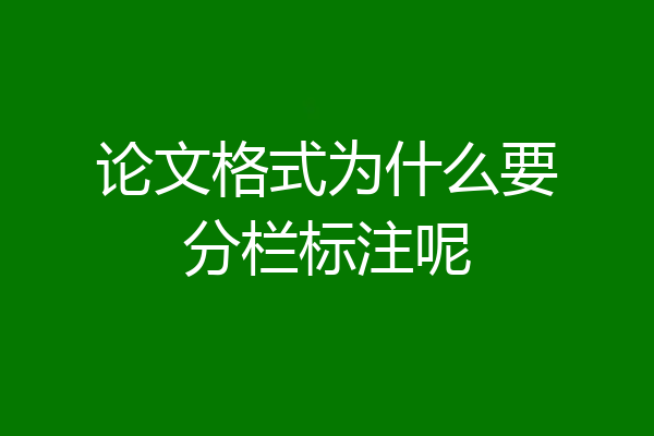 论文格式为什么要分栏标注呢
