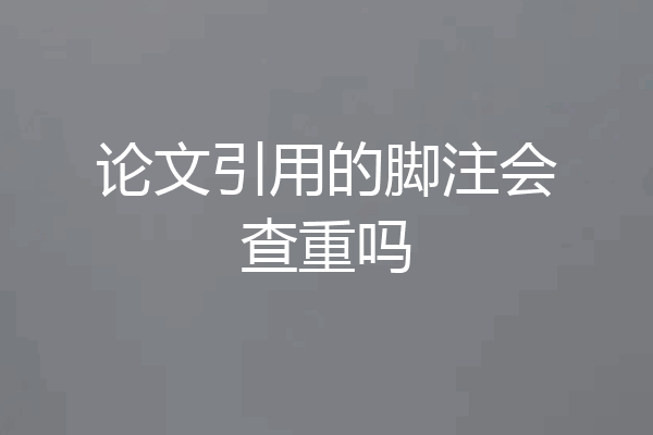 论文引用的脚注会查重吗