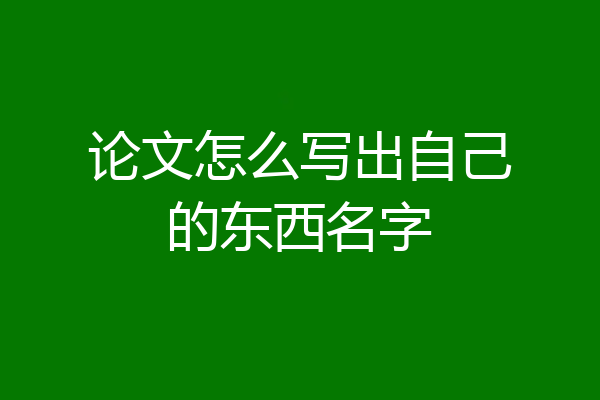 论文怎么写出自己的东西名字