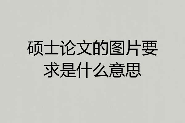 硕士论文的图片要求是什么意思