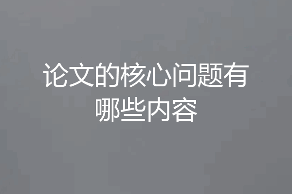 论文的核心问题有哪些内容