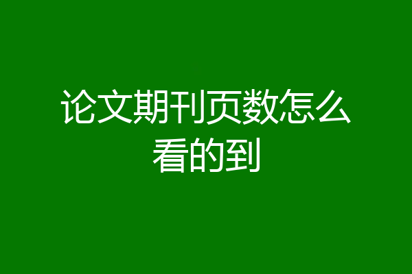 论文期刊页数怎么看的到