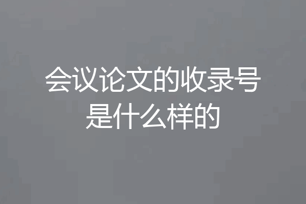 会议论文的收录号是什么样的