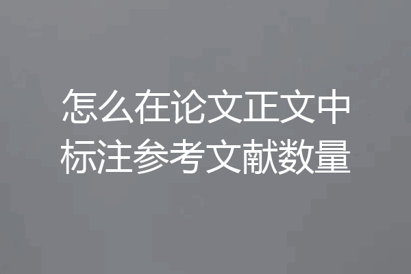 怎么在论文正文中标注参考文献数量