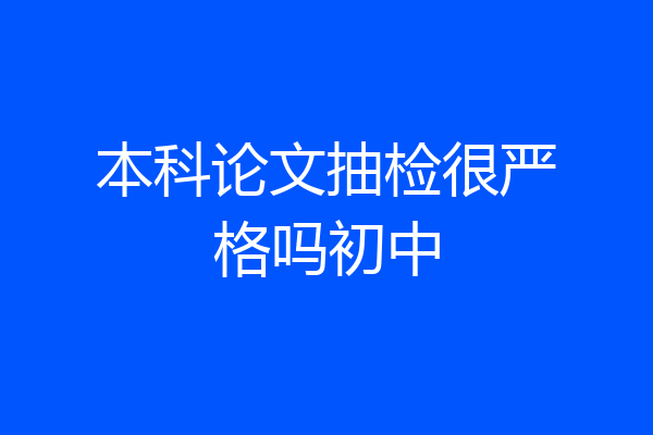 本科论文抽检很严格吗初中