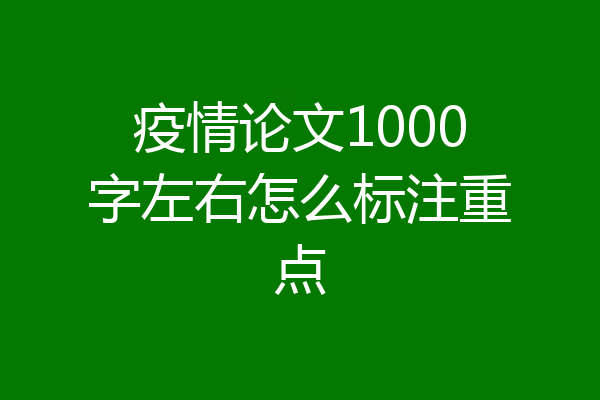 疫情论文1000字左右怎么标注重点