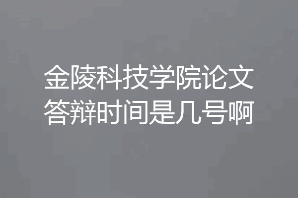 金陵科技学院论文答辩时间是几号啊