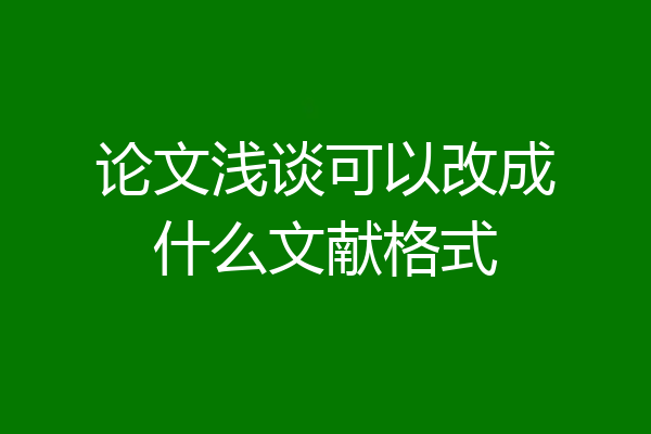 论文浅谈可以改成什么文献格式