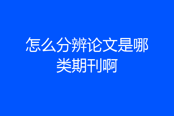 怎么分辨论文是哪类期刊啊