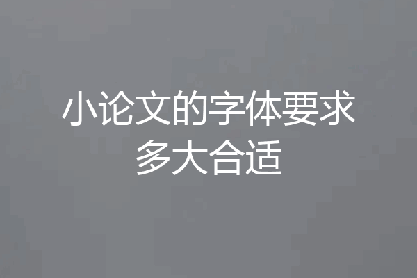 小论文的字体要求多大合适