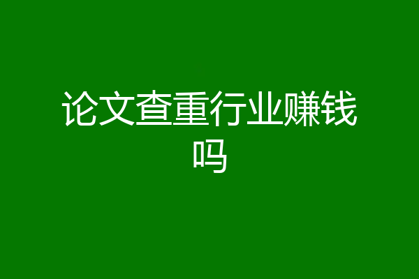 论文查重行业赚钱吗