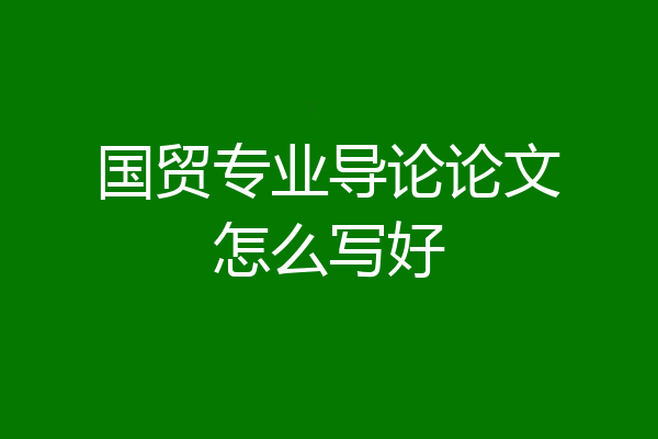 国贸专业导论论文怎么写好