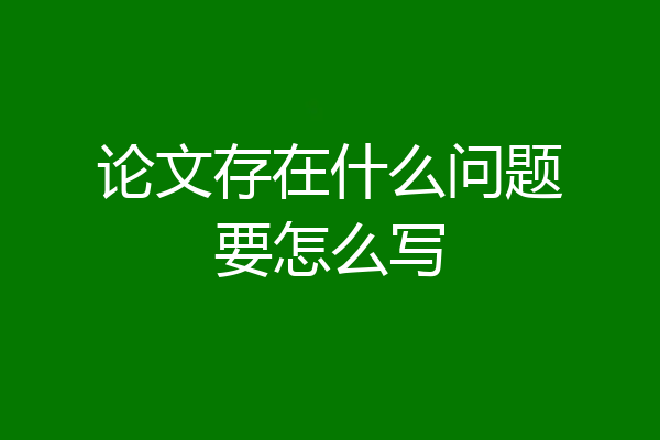 论文存在什么问题要怎么写