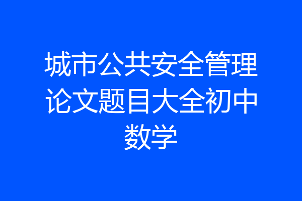 城市公共安全管理论文题目大全初中数学
