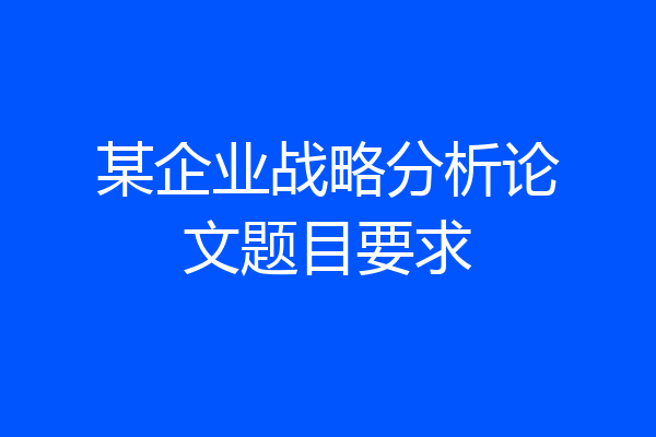 某企业战略分析论文题目要求