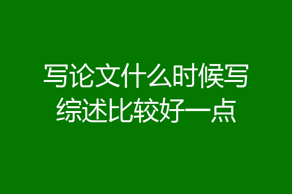 写论文什么时候写综述比较好一点