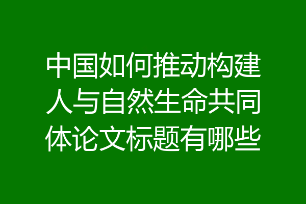 中国如何推动构建人与自然生命共同体论文标题有哪些