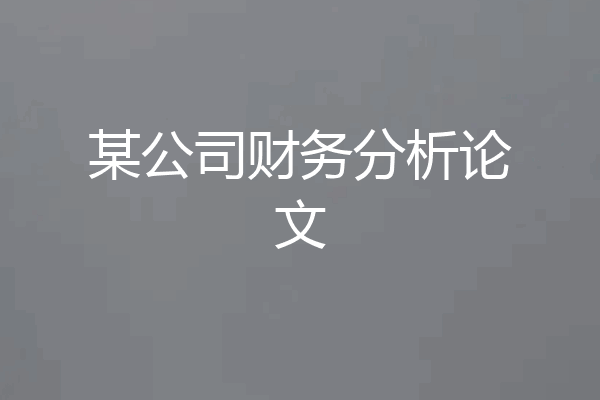 某公司财务分析论文