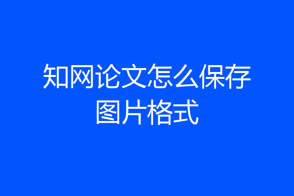 知网论文怎么保存图片格式