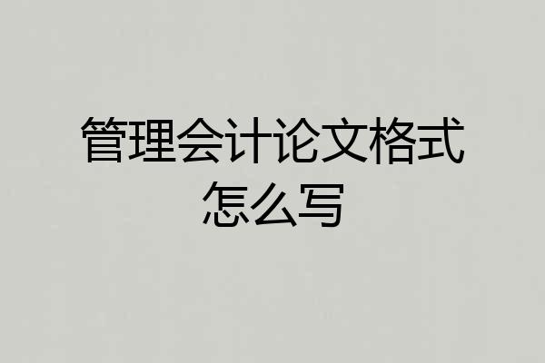 管理会计论文格式怎么写