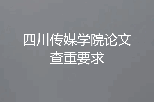 四川传媒学院论文查重要求