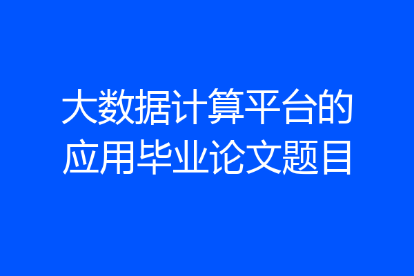 大数据计算平台的应用毕业论文题目