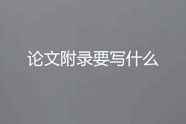 论文附录要写什么
