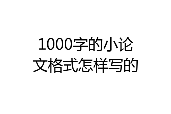 1000字的小论文格式怎样写的