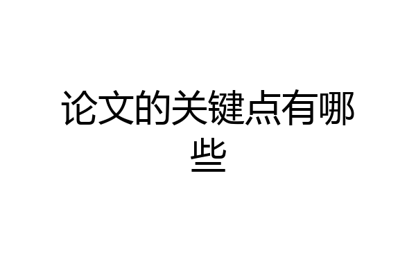 论文的关键点有哪些