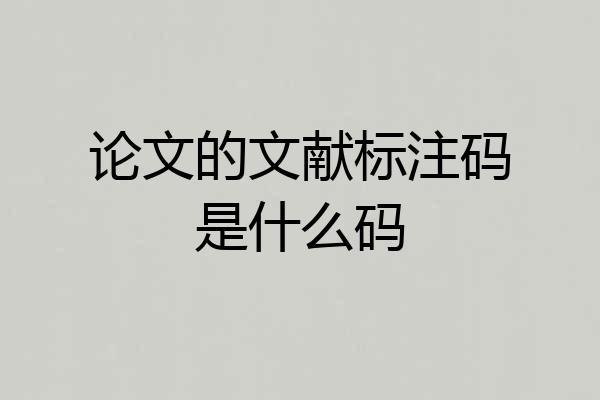 论文的文献标注码是什么码