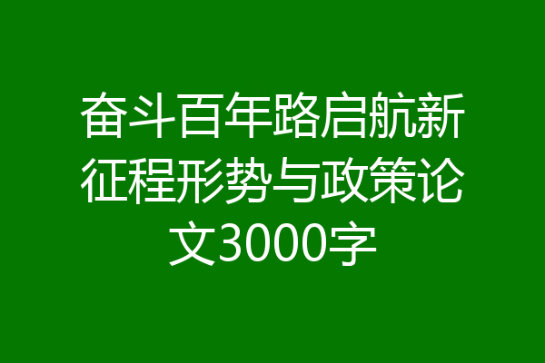 奋斗百年路启航新征程形势与政策论文3000字