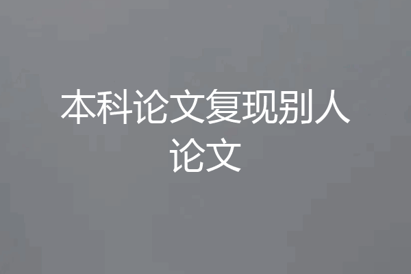 本科论文复现别人论文