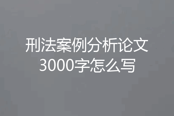 刑法案例分析论文3000字怎么写