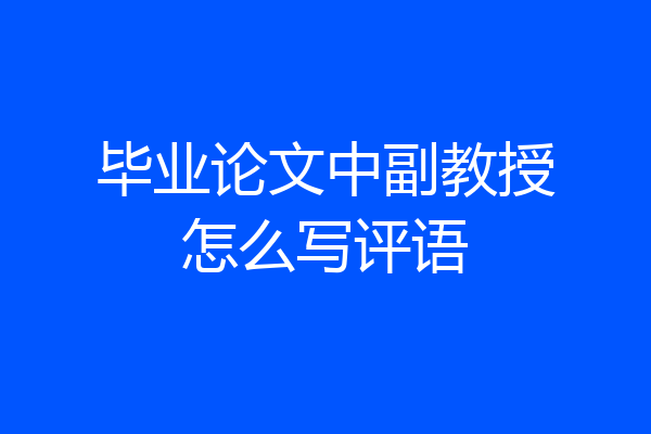 毕业论文中副教授怎么写评语