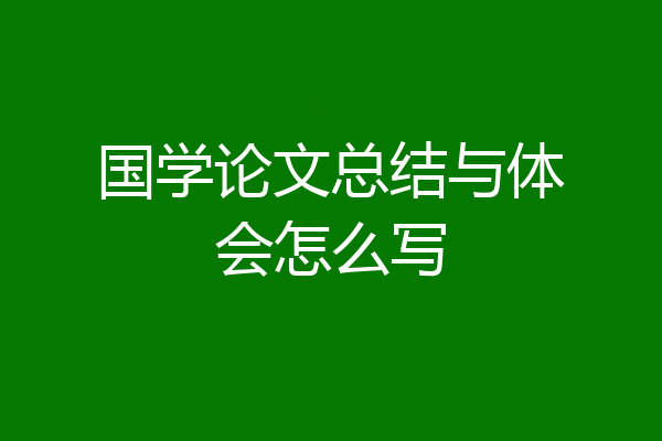 国学论文总结与体会怎么写
