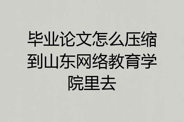 毕业论文怎么压缩到山东网络教育学院里去