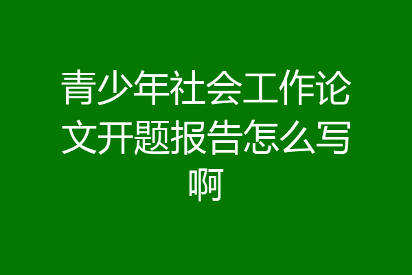 青少年社会工作论文开题报告怎么写啊