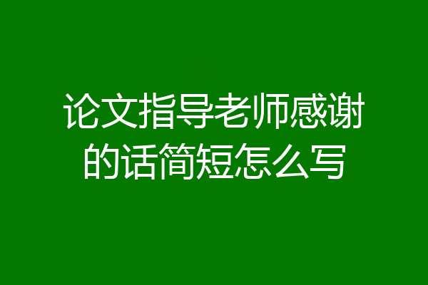 论文指导老师感谢的话简短怎么写