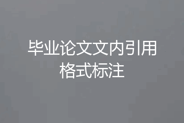 毕业论文文内引用格式标注