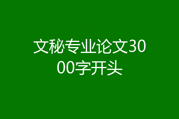 文秘专业论文3000字开头